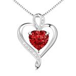 Forever Love Heart Pendant Necklace for Women, White Gold Cover Silver with 5A Birthstone, Ideal Jewelry Gifts for Wife, Silver Plated 18+2 inch Box Chain, Anniversary Birthday Gift for Her