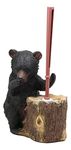 Ebros Rustic Cabin Lodge Decor Whimsical Forest Wildlife Animal Stinky Potion Toilet Brush and Tree Stump Base Holder Bathroom Gift 2 Piece Set (Mountain Black Bear)