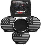 InTimesAuto 56MM 2.2 Inch Wheel Center Caps Rim Wheel Center Hub Caps, Pack of 4 Gloss Black with American Flag