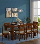 Indoplaza Sheesham Wood 8 Seater Dining Table with Cushion Chairs Wooden Dining Chair and Table Set for Dinner Room || Solid Wood Dining Room Sets for Home Restaurant - Honey Finish