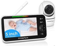 Baby Monitor No WiFi, 5'' Remote Pan-tilt-Zoom Childsfarm Video Baby Monitor with Camera and Audio, Night Vision, 2-Way Talk, Vox, Temperature Sensor, 8 Lullabies, Long Range, Easy to Set and Use