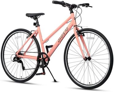 AVASTA Road Bike for Women Female Lightweight Step Through 700C Aluminum Alloy 15 Inch Frame City Commuter Comfort Lady Bicycle, 7-Speed Drivetrain, Color Peach