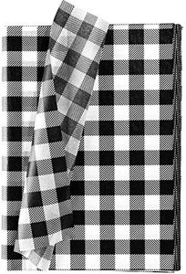 Whaline 120 Sheet Buffalo Plaid Tissue Paper Christmas White Black Buffalo Check Gift Wrapping Paper Farmhouse Rustic Art Paper Crafts for DIY Gift Wrapping Christmas Holiday, 13.78" x 19.69"