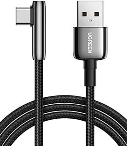 UGREEN USB C Cable 90 Degree Right Angle, USB A to Type C Fast Charging Braided Cord L Shape, Compatible with iPhone 16 15, Galaxy S24 S23 S22 S21, LG G8 G7 V40 V30, Moto Z Z3, Switch (2M)