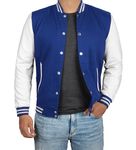 Royal Blue And White Varsity Jackets - High School Fleece Jacket Mens | [40040176] Plain Royal Blue And White, 2XL