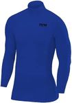 TCA Men's SuperThermal Compression Base Layer Football Running Top Long Sleeve Thermal - Mock Neck - Dazzling Blue, S