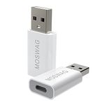 MOSWAG USB C Female to USB Male Adapter Pack of 2, USB C to USB Adapter White Compatible with Apple MagSafe Charger,iMac,MacBook Pro,MacBook,Laptops,PC,Computers and More