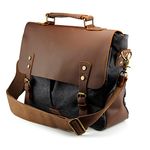 GEARONIC TM Men's Vintage Canvas Leather Messenger Bag Satchel School Military Shoulder Travel Bag (Gray) for Notebook Laptop MacBook 11 and 13 inch Air Pro