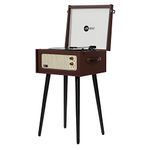 Arkrocket 3-Speed Bluetooth Record Player Retro Turntable with Built-in Speakers and Removable Legs (Brown)