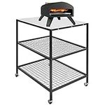 Outdoor Food Prep Dining Grill Table Cart Stainless Steel Work Table Pizza Oven Stand Table Pizza Oven Accessories Grill Cart on Wheels 80x60x90cm Medium