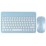 Wireless Bluetooth Keyboard and Mouse Combo-Rechargeable Ultra-Thin Mini Small Portable Cordless Keyboard Mouse Set-Round Keycaps Compact Cute Keyboard for Tablet iPhone Android Windows iOS