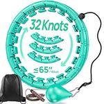 APzek 32 Knots Weighted Exercise Hoop Detachable & Adjustable for All People, No Falling Plus Size Smart Huula Hoop, 2 in 1 Abdomen Fitness Massage with Spinning Ball - Green