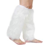 PowerKing Womens Fur Leg Warmer Furry Long Boot Cuffs Cover, White