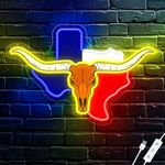 HAJAE TEXAS Longhorn Neon Signs for Wall Decor, Dimmable TEXAS Led Neon Lights for Bedroom Room Man Cave Home Bar Dorm Party Game Room Decor, Gifts for Cowboys Cowgirls