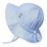 Jan & Jul Foldable Toddler Boy Girl UPF Sun-Hat, Breathable Cotton (M: 6-24 Months, Blue Stripes)