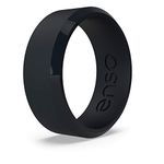 Enso Rings Bevel Classic Silicone Wedding Ring - Hypoallergenic Unisex Wedding Band - Comfortable Band for Active Lifestyle - 8mm Wide, 2.16mm Thick Obsidian Size: 10