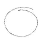 PROSTEEL Silver Choker 925 Sterling Silver 14 inch Curb Necklace Cuban Link Chain Neck Chain