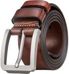 Tolumo Mens Belt Thick Full Grain Leather Belts 1.5" Wide Great for Casual Jeans Dress Work, Adjustable Classic Belt Trim to Fit 658 Brown 115cm