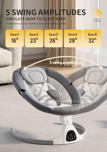 Adjustable Electric Baby Swing – Bluetooth, Remote, 5 Speeds, 5-Point Harness, Beige