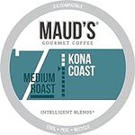 Maud's Kona Coffee Pods, 100 ct | Kona Coast Blend | 100% Arabica Medium Roast Coffee | Solar Energy Produced Recyclable Pods Compatible with Keurig K Cups Maker