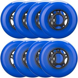 WHEELCOME 8-Pack Inline Skate Wheels Outdoor Indoor Roller Blade Wheels 85a Roller Hockey Wheels 64mm 70mm 72mm 76mm 80mm Inline Wheels Replacement for RipStik, Luggage, Scooter, etc (Blue, 64mm)