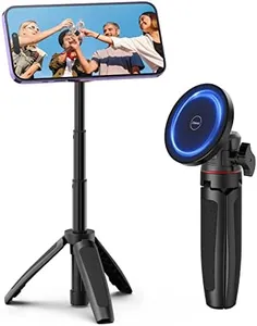 ULANZI Magnetic Cell Phone Tripod Compatible with MagSafe, Mini Extendable Selfie Stick 360° Ball Head Tripod Stand Handle Grip for iPhone 16 15 14 13 12 Series