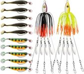 Alabama Rig Kit,2 Sets Umbrella Rig Fishing Lure Kit with Jig Heads and Trailers,5 Arms Fishing Umbrella Rigs Swimbait Lure for Trout Salmon Bass