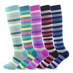 SSDH Compression Socks for Women and Men (5Pair, 20-30 mmHg), Knee High Long Stockings is Best Support for Running,Nurses,Cycling. (l)