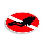 Scuba Dive Oval with Diver on Down Flag 3 x 5 Decal Sticker