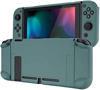 eXtremeRate PlayVital Back Cover for Nintendo Switch Console, Handheld Controller Separable Protector Hard Shell for NS Joycon, Customized Dockable Protective Case for Nintendo Switch - Hunter Green