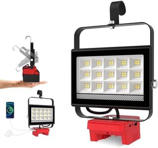 Portable Cordless LED Work Light for Milwaukee18V/20V Battery, 60W 4500LM Flood Lights,Battery Lights with USB and Type C Charging,Ideal for Jobsite, Garage, Camping, Emergency(2 Modes & No Battery)