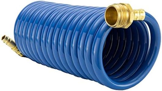 RecPro RV Exterior Shower Hose | 15' Blue Coiled Hose | Optional Flexible Quick Connect Sprayer | UV Resistant (No Sprayer)