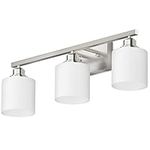 Sailstar Bathroom Light Fixtures, Vanity Lights Brushed Nickel 3 Lights, Modern Bathroom Lights Over Mirror, Glass Shade & Anti-rust Nickel Finished, Bathroom Light for Small Space(Bulbs Not Included)