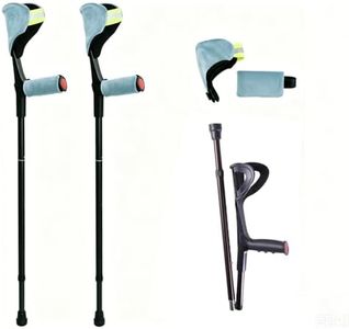 Forearm Crutches for Adults, Foldable Lightweight Elbow Crutches with Soft Cushion Pad, Height Adjustable Arm Crutches for Leg Injury Surgery Recovery Disabled Seniors (1 Pair with LightBlue pad)