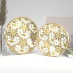 Castleite Ember Decorative Round Wooden Tray Set of 2 Handcrafted Trays for Serving, Use in Kitchen, Dining Table, Decor or Storage - Epoxy Resin Coated - Large, Small (Friolero)