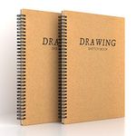 2 Pack A4 Sketchbook Spiral Bound Sketch Pad, White Drawing Artist Paper 160gsm Cartridge Paper - Drawing Pads 60 Page/ 30 Sheets