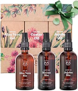 Bionoble Cesta de Regalo para Mujer 3x100ml - Gel Aloe Vera Puro, Aceite de Ricino, Aceite de Jojoba Orgánico - Productos naturales en una linda caja - Regalos de cumpleaños a precio especial
