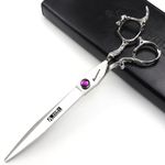 6/7/7.5/8/9 inch scissors silver professional hairdresser hair cut and trim diluted sharp 440C steel (7 inch flat shear-A)