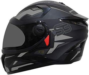 Steelbird SBH-17 Terminator ISI Certified Full Face Graphic Helmet in Matt Finish(Large 600 MM, Black Grey Fitted with Clear Visor and Extra Smoke Visor)
