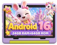 Urao Kids Tablet, Android 16 Tablet for Kids 10 inch with Case, 24GB RAM 64GB ROM 1TB TF Card Expandable for Toddler Children, Parental Control, Dual Camera, WiFi,Gift
