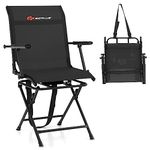 Goplus Hunting Chair, 360°Swivel Hunting Blind Chair with Carrying Strap and Armrest,330LBS Capacity, Folding Silent Deer Hunting Chair, Portable Ground Blind Chair for Fishing, Camping (Black)