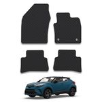 Rubber Car Mats Compatible with Toyota C-Hr (2017+) - Rct Tailored Fit Rubber Floor Mats Set Accessory Black Custom Fit 4 Pieces with Clips - Anti-Slip Backing, Heavy Duty & Waterproof