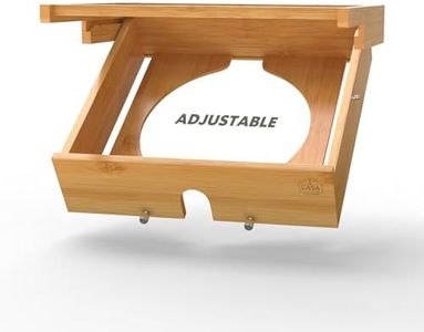 iCASA 8-11 Inch Adjustable Paper Plate Dispenser, Upgraded Wooden Under Cabinet Plate Holder, Kitchen Organizer for Round Plates