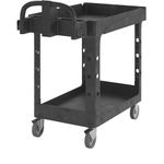 Rubbermaid Commercial Small Lipped Shelf Heavy Utility Cart - Black