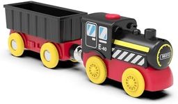 Battery Operated Locomotive Train, Magnetic Train Toy for Wooden Tracks, Motorized Train Compatible with Thomas, Brio, Chuggington, Melissa & Doug