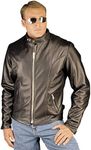 REED Men's Leather Motorcycle Coat Big and Tall Made in USA Black Size 56