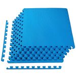 BalanceFrom Puzzle Exercise Mat with EVA Foam Interlocking Tiles for MMA, Exercise, Gymnastics and Home Gym Protective Flooring, 1/2" Thick, 24 Square Feet, Blue