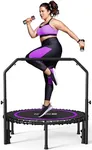 BCAN 450 LBS Foldable Mini Trampoline, 40" Fitness Trampoline with Bungees, U Shape Adjustable Foam Handle, Stable & Quiet Exercise Rebounder for Adults Indoor/Outdoor Workout-Purple