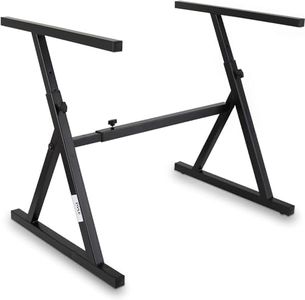 Pyle Support Clavier, Support Piano avec Hauteur Réglable et Accoudoirs Rembourrés,Support de Clavier Pliable, Support Piano Numérique, Convient pour 54-88 touches,Pour Voyage et Stockage