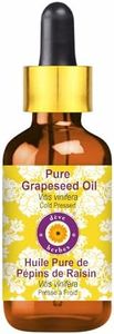 Deve Herbes Pure Grapeseed Oil (Vitis vinifera) with Glass Dropper Natural Therapeutic Grade Cold Pressed 15ml (0.50 oz)